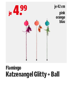 Flamingo Katzenangel Glitty + Ball