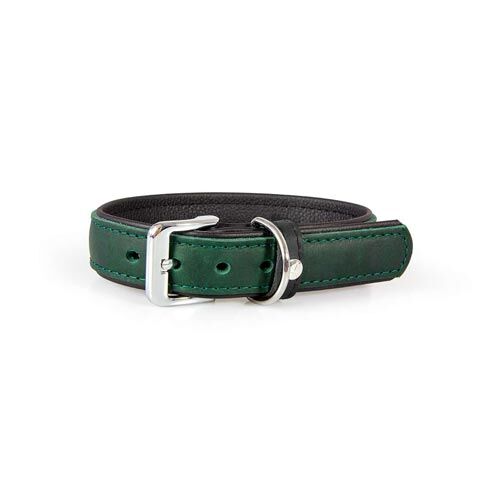 Das Lederband Hundehalsband Vancouver Hunting Green / Black B: 40 mm / L: 75 cm