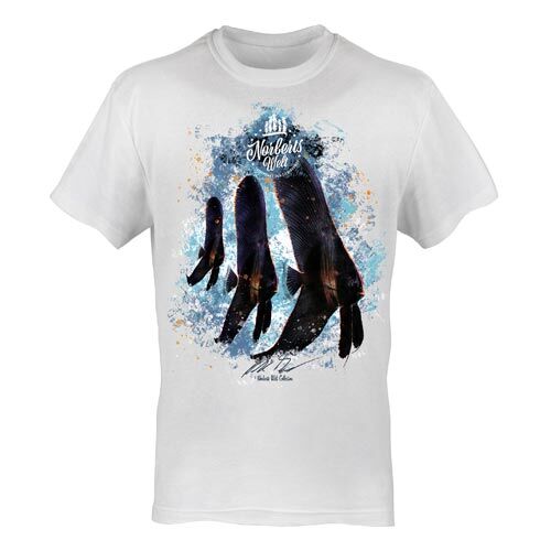 T-Shirt Rundhals Motiv Rotsaum Fledermausfisch
