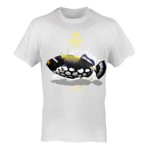 T-Shirt Rundhals Motiv Leopard Drückerfisch