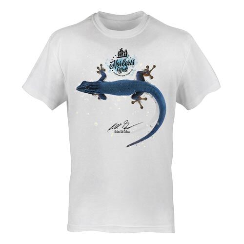 T-Shirt Rundhals Motiv Himmelblauer Taggecko