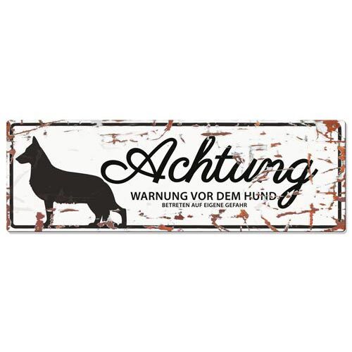 D&D Warnschild Deutscher Schäferhund weiss  40x0,17x13,5cm