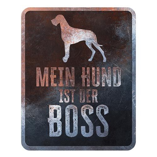 D&D Home Collection Warnschild, Mein Hund ist der Boss, Metall, 25 x 20 x 0,3 cm
