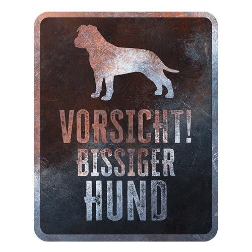 D&D Home Collection Warnschild, Vorsicht bissiger Hund, Metall, 25 x 20 x 0,3 cm