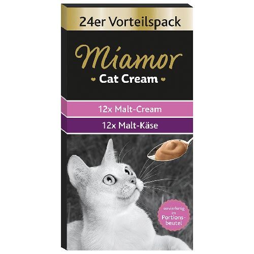 Spezialfutter für Katzen Miamor Cat Snack 12x Malt-Cream 12x Malt-Käse