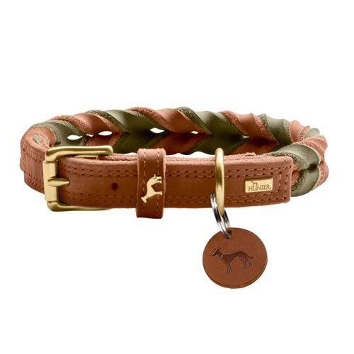 Hunter Halsband Solid Education Duo cognac/oliv  S