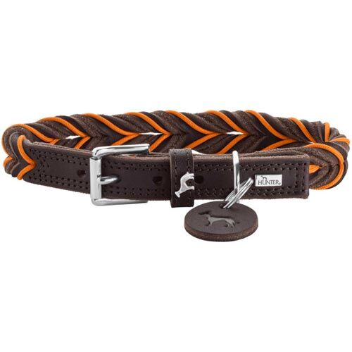 Hunter Halsband Solid Education Cord S (40) dunkelbraun/orange