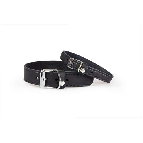 Das Lederband Hundehalsband Weinheim Black 18mm x 37cm