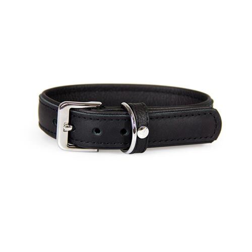 Das Lederband Hundehalsband Vancouver Black / Black B: 30 mm / L: 50 cm