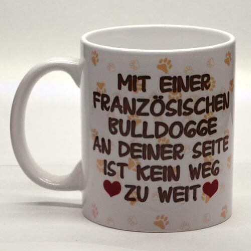 Power Gift Kaffeebecher, Motiv Französische Bulldogge, weiß, 9,5 x Ø 8cm. Bild 2