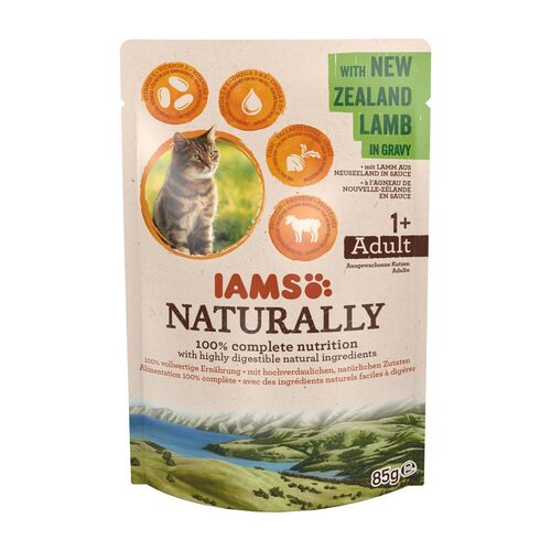 IAMS Naturally erwachsene Katze mit Lamm aus Neuseeland in Sauce  85g