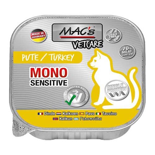 MACs Vetcare Mono Sensitive für Katzen Schale 100g