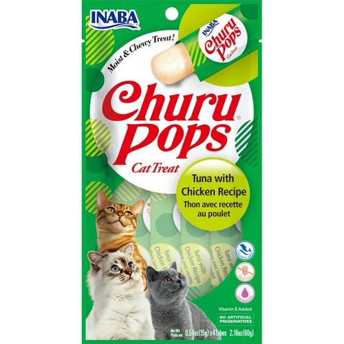 Inaba Churu Cat Snack Pops Thunfisch und Huhn, Katzenfutter 4x 15g