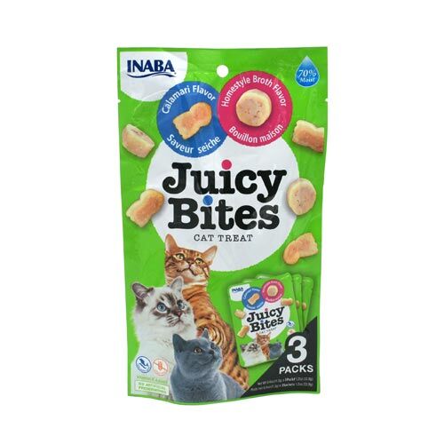 Inaba Churu Cat Snack Juicy Bites Calamari Flavor, Homestyle Broth Flavor 3 Packs