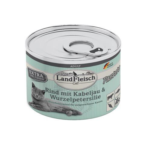 Landfleisch Cat Adult Pastete Rind+Kabeljau Wurzelpetersilie 195g