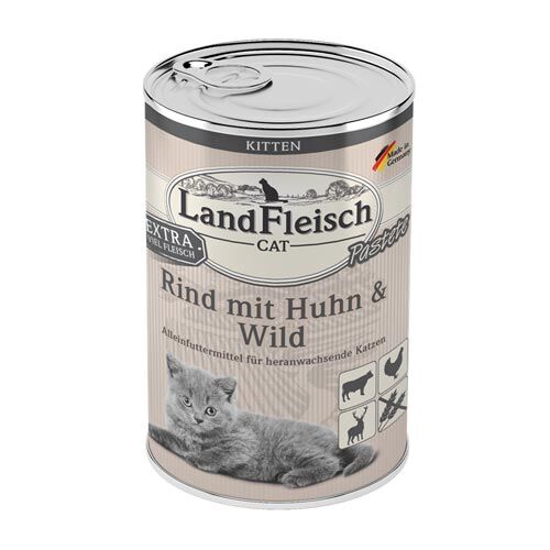 Landfleisch Cat Kitten Pastete Rind+Huhn+Wild 400g