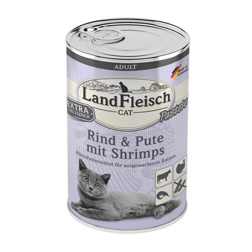 Landfleisch Cat Adult Pastete Rind+Pute+Shrimp 400g