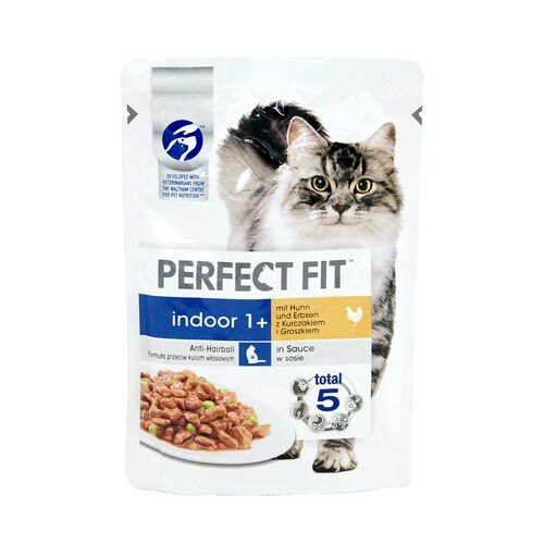 Perfect Fit Indoor 1+ Nassfutter für Katzen mit Huhn und Erbsen 85g