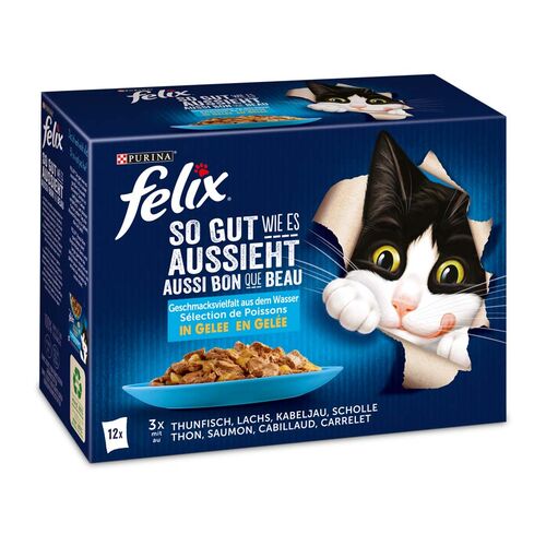 Felix So gut wie es aussieht Geschmacksvielfalt aus dem Wasser, Katzennassfutter 12x85g