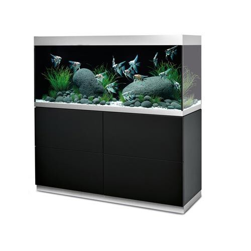 Oase HighLine optiwhite 400 schwarz, Aquarium mit Unterschrank, 413 l