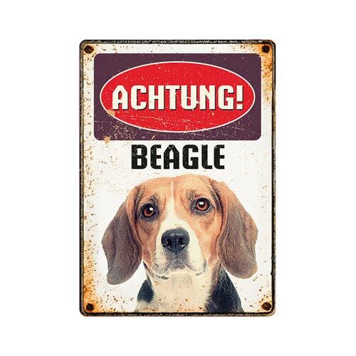Plenty Gifts Warnschild Blech Achtung Beagle