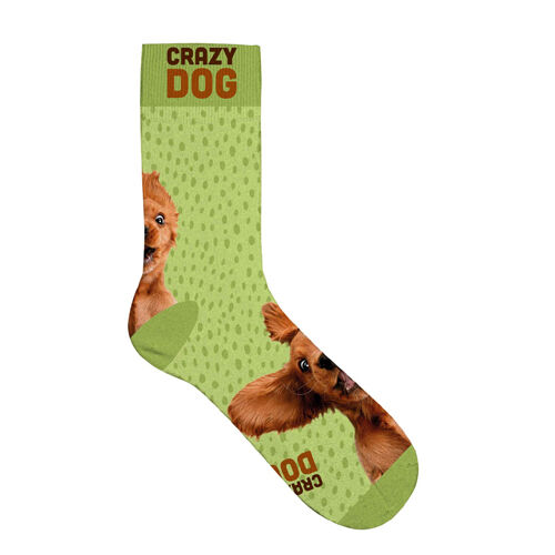 Plenty Gifts Socks Grazy dog, Socken Gr. 39-44, hellgrün, mit Hund Motiv