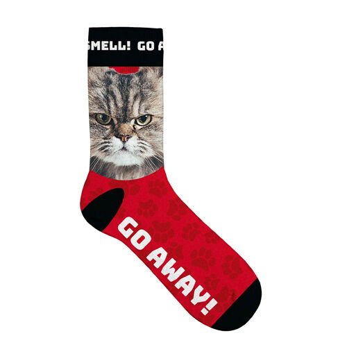 Plenty Gifts Sock Cat go Away, Socken, rot, Gr. 33-38, mit Katzenmotiv