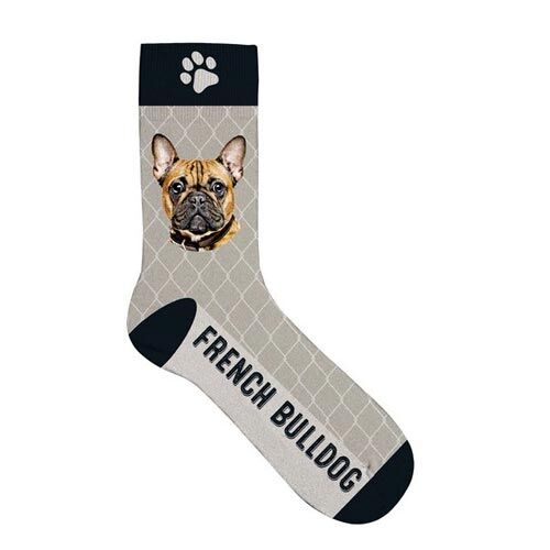 Plenty Gifts Pet Socks French Bulldog, Socken mit Hundemotiv, grau, Größe: 42-45
