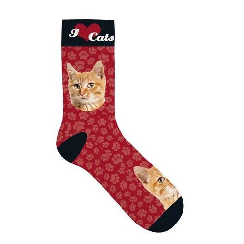 Plenty Gifts Pet Socks Orange Tabby, Socken mit Katzenmotiv, rot, Größe: 42-45