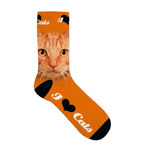 Plenty Gifts Socks Orange Cat Eyes, Socken Gr. 39-44, orange, mit Katzenmotiv