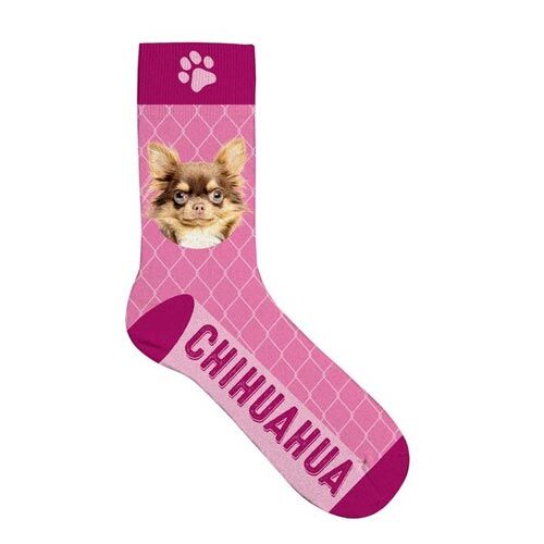 Plenty Gifts Pet Socks Chihuahua, Socken mit Hundemotiv, pink, Größe: 42-45