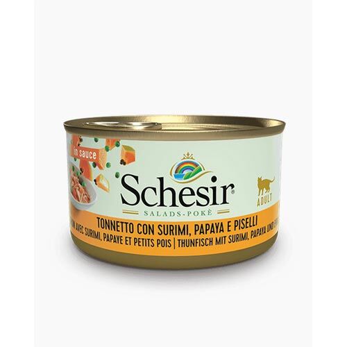 Schesir In Sauce Thunfisch mit Surimi Papaya Erbsen 85g Dose