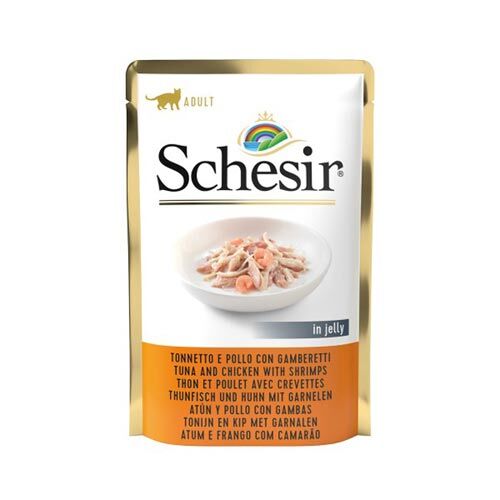 Schesir Cat Thunfisch & Huhn mit Garnelen in Jelly in Pouchbeutel  85 g