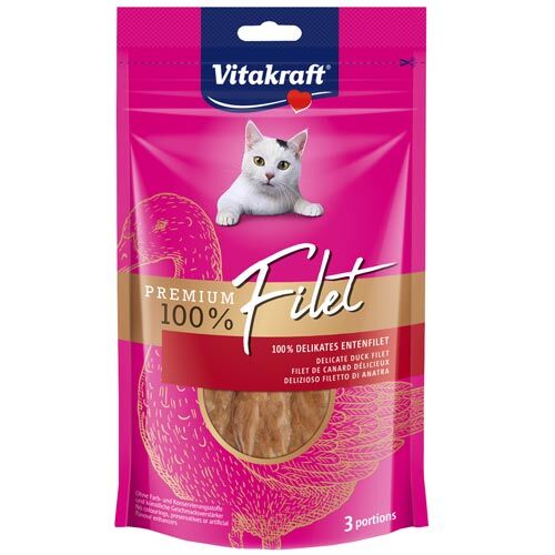 Trockenfutter Katze Vitakraft Premium Filet 100% Delikates Entenfilet 3 Portionen 54g
