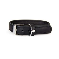 Das Lederband Hundehalsband Vancouver Black / Black B: 40 mm / L: 65 cm