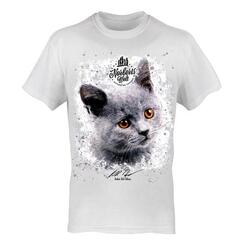 T-Shirt Rundhals Motiv British-Kurzhaar-Katze