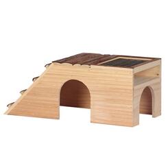 DuvoPlus Small Animal Wooden Garden House aus Holz für Nagertiere 48x22x20cm