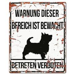 D&D Warnschild rechteck Terrier weiss  20x0,17x25cm