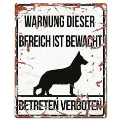 D&D Warnschild rechteck Deutscher Schäferhund weiss  20x0,17x25cm