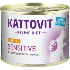 Spezialfutter für Katzen Kattovit Feline Diet Sensitive Huhn Hypoallergene Schonkost 85g Dose