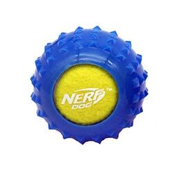 Nerf Dog Squeak Tennisball mit Schutzmantel blau gelb