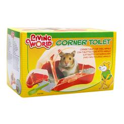 Living World Corner Toilet Ecktoilette für Kleinsäuger rot/transparent 10x16x9cm