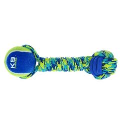 Zeus: K9 Rope & TPR Dumbbell mit Tennisball, blau