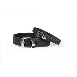 Das Lederband Hundehalsband Weinheim Black 16mm x 32cm