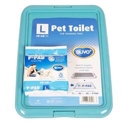 Duvo Plus Pet Toilet for training pads + 7 pads, Gr. L: 45 x 60cm, blau