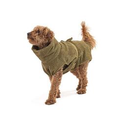Lill´s Hundebademantel aus Bio-Baumwolle XXS Rückenlänge 40cm olive