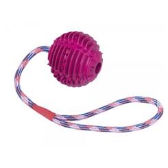 Nobby Vollgummi Ball mit Seil Ball: 7,2cm Seil: 30cm Rubber Line Hundespielzeug