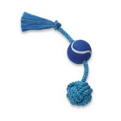 Nobby Rope Toy Spielseil mit Tennisball blau  45 cm