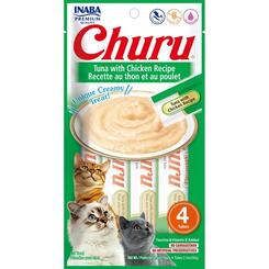 Inaba Churu Cat Snack Püree Thunfisch mit Huhn, Katzenfutter 4x 14g