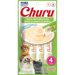 Ina. Churu Cat Snack Püree Huhn mit Jakobsmuscheln, Katzenfutter 4x 14g